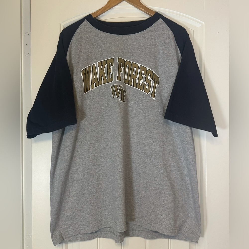 Wake Forest Gray and Black Raglan Sleeve T-Shirt, size XL - Picture 2 of 5